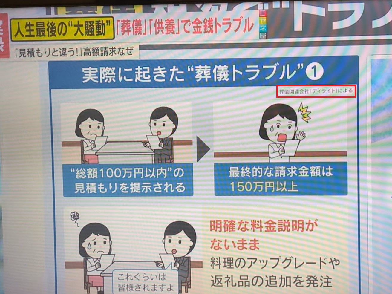 情報ライブ ミヤネ屋 葬儀のトラブル事例 ディライト1